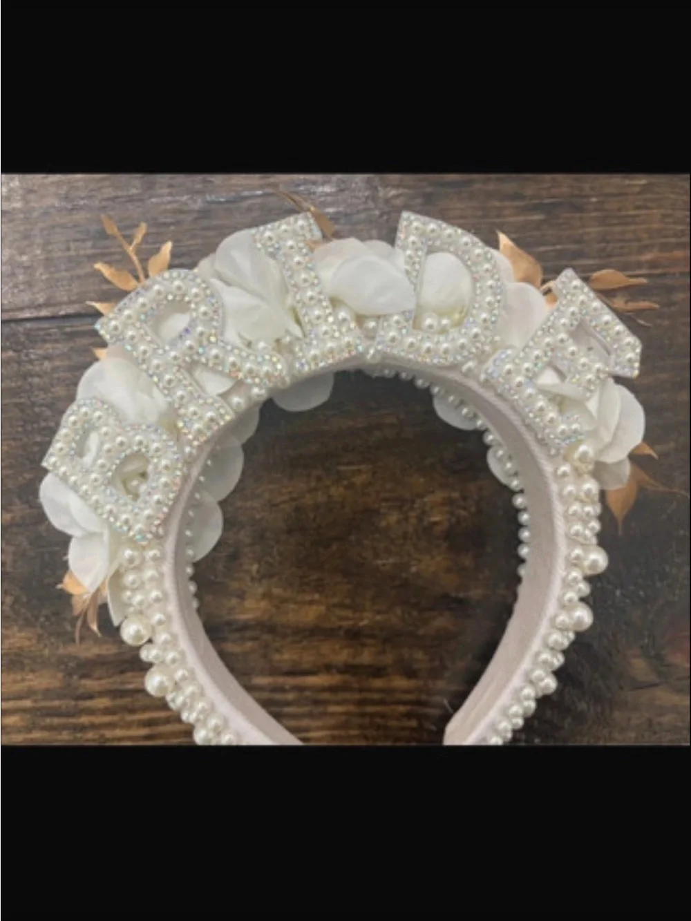 Pearl Embellished 'BRIDE' Women Headband - White